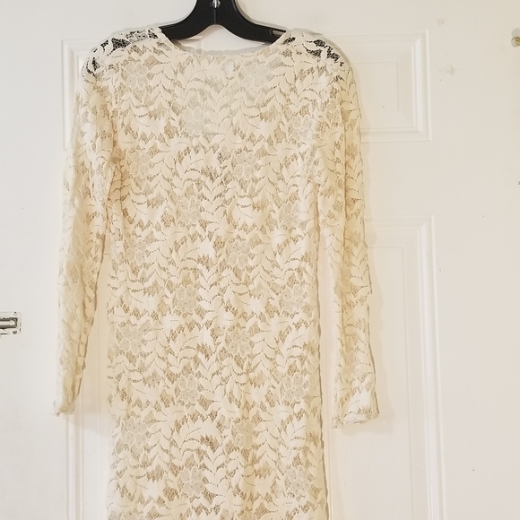 Alexis Dahl Cream Lace Boho Sheer Coverup Dress Tunic Size Small - Picture 9 of 11